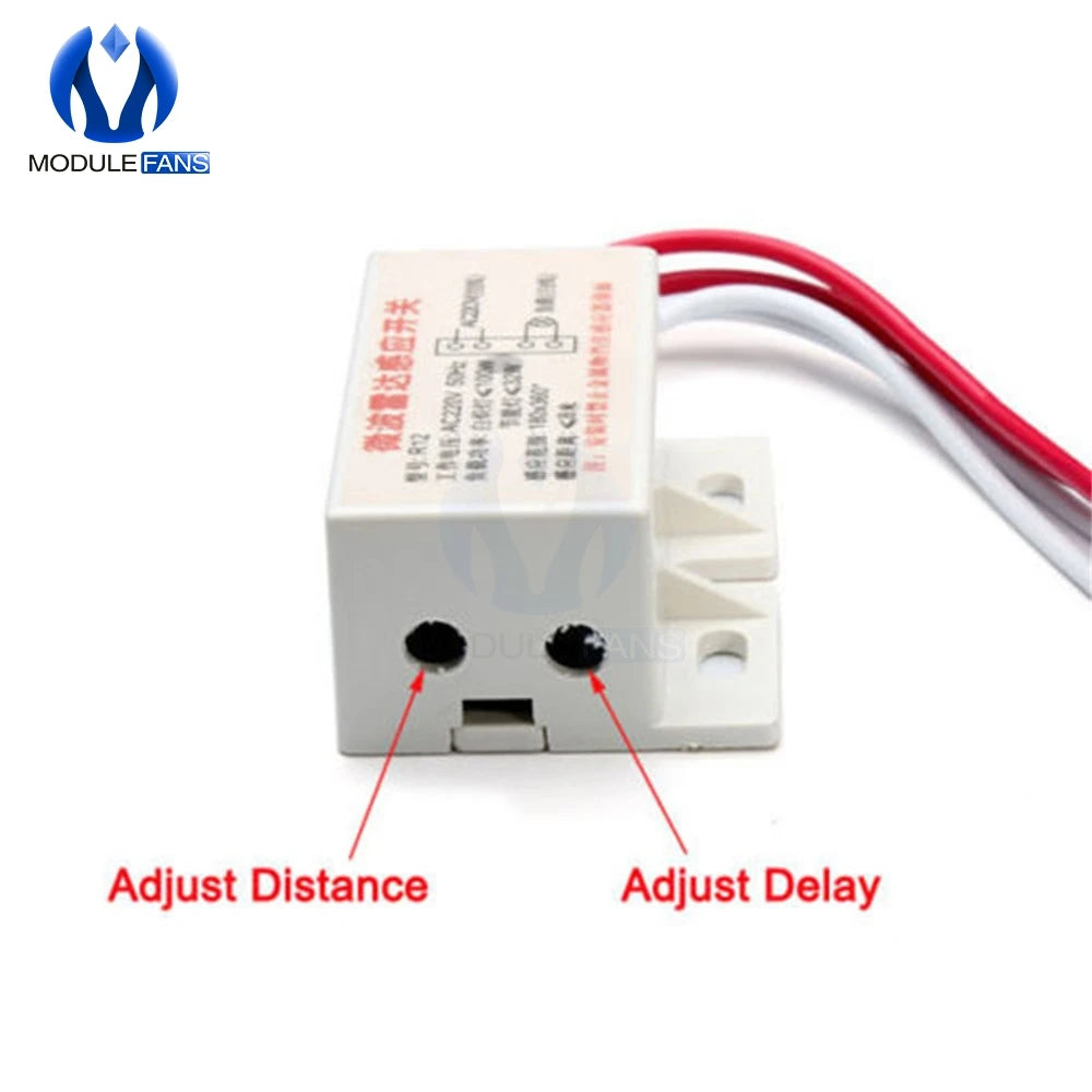 220V AC 50Hz Auto Infrared Human Sensor Switch PIR Microwave Radar Body Motion Sensor Module Adjustable For Time Distance Range