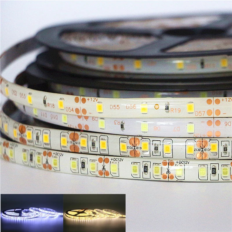 5M/Pack SMD 2835 / 3528 60Leds/m 120Leds/m DC 12V 300LEDs 600LEDs IP20 / IP65 Waterproof White / Warm White LED Strip Light