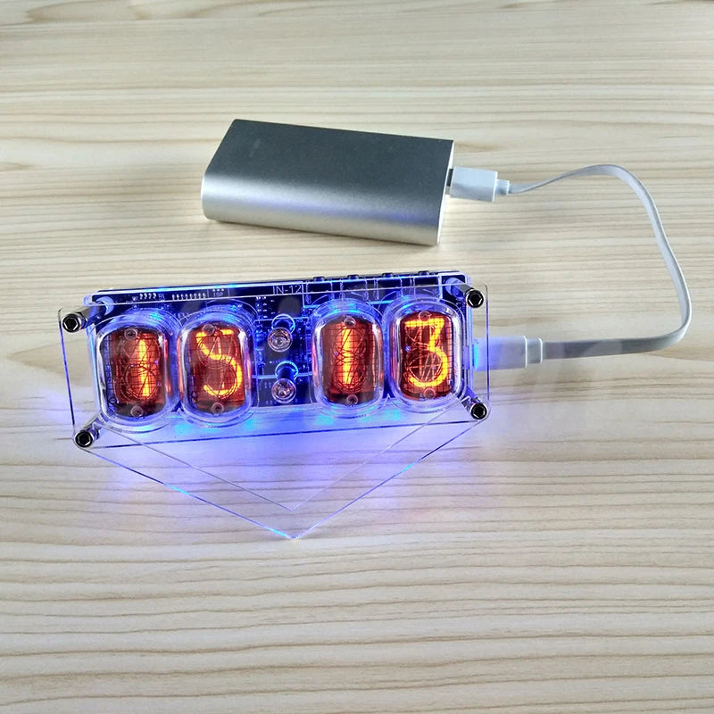 IN-12 Glow Tube Clock 4-bit IN12 glow tube clock Seven-color RGB LED DS3231 nixie clock IN-12B