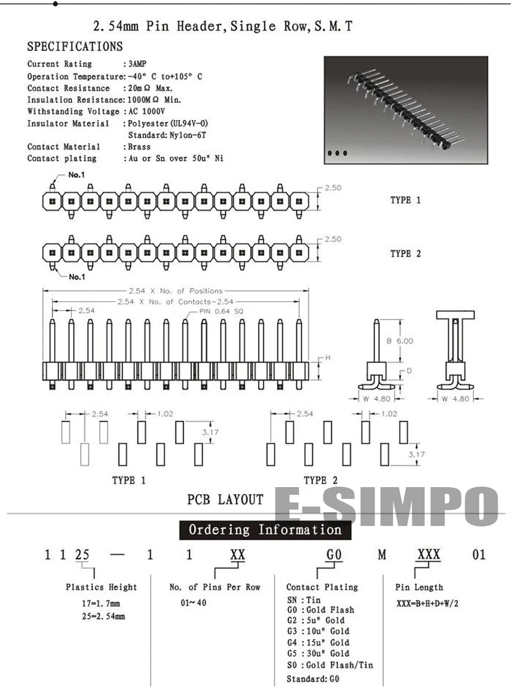 100pcs 2.54mm Single Row Breakable 1X40P Right Angle R1 R2 SMT Board Spacer Gold-plate  Male PCB Pin Header Strip Connector