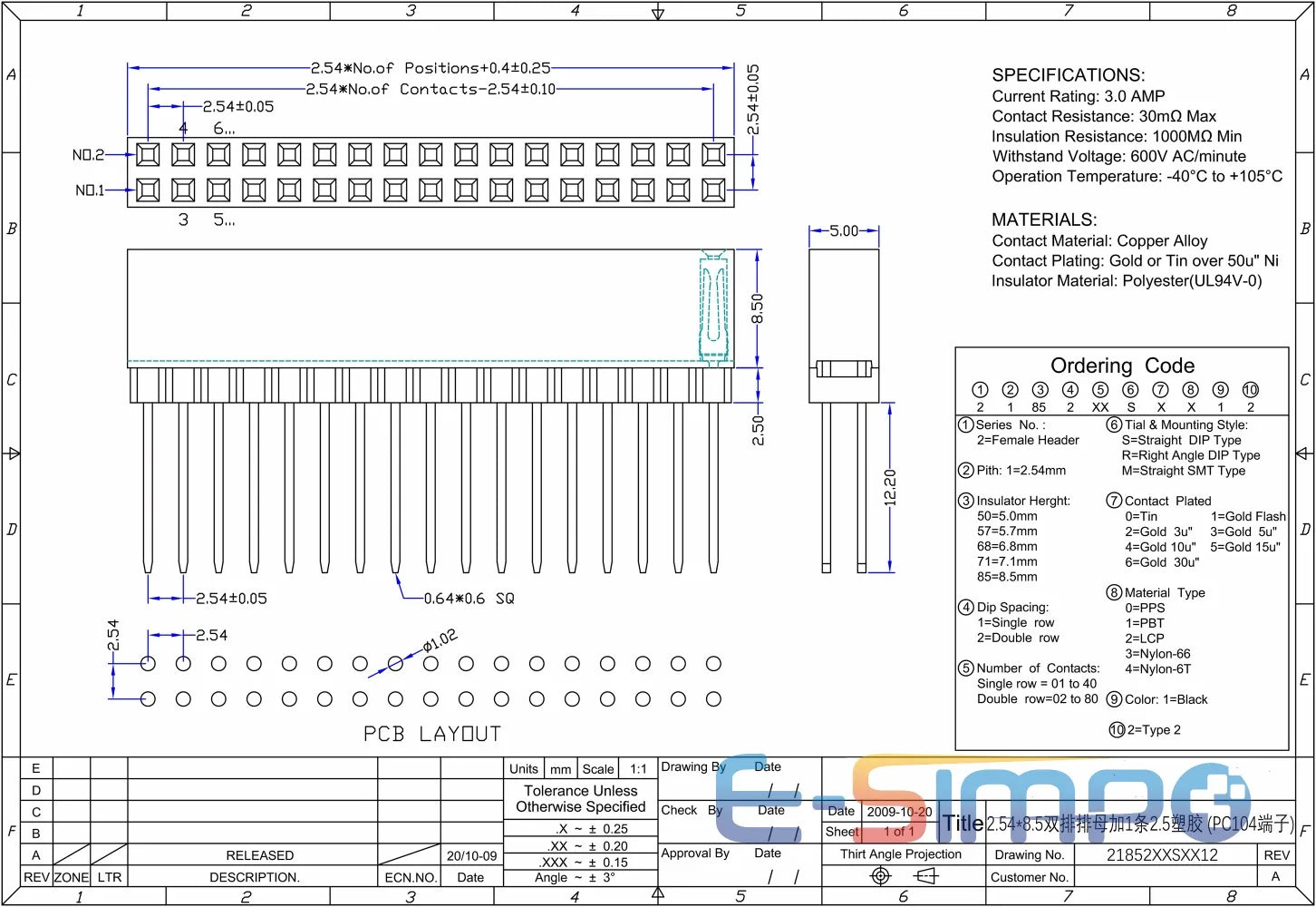 10pcs 2.54mm PC104 Industrial Long Square Pin 2X16P 2X20P 2X25P/32P/40P PH8.5+2.5mm Double Row Gold Motherboard Female Header