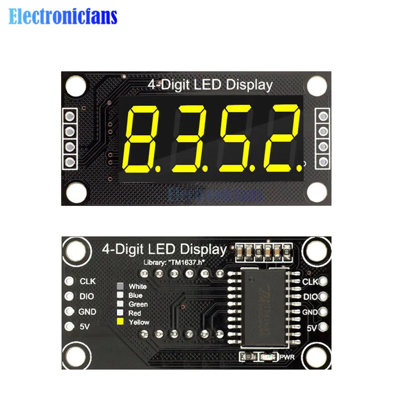 0.36 Inch 0.36" 4/6-Digit Red/Green/Yellow/Blue/White LED Digital Display Tube Decimal 7 Segments TM1637 Module For Arduino