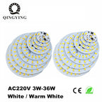 10pcs AC 220V LED PCB SMD5730 3W 5W 7W 10W 12W 15W 18W 24W Integrated IC Driver White/Warm White Light Source for LED Bulb