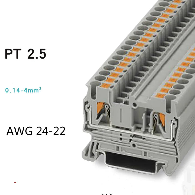 100pcs Type Fast Wiring Arrangement Connector PT2.5 Din Rail Combined Push In Spring Screwless Terminal Block