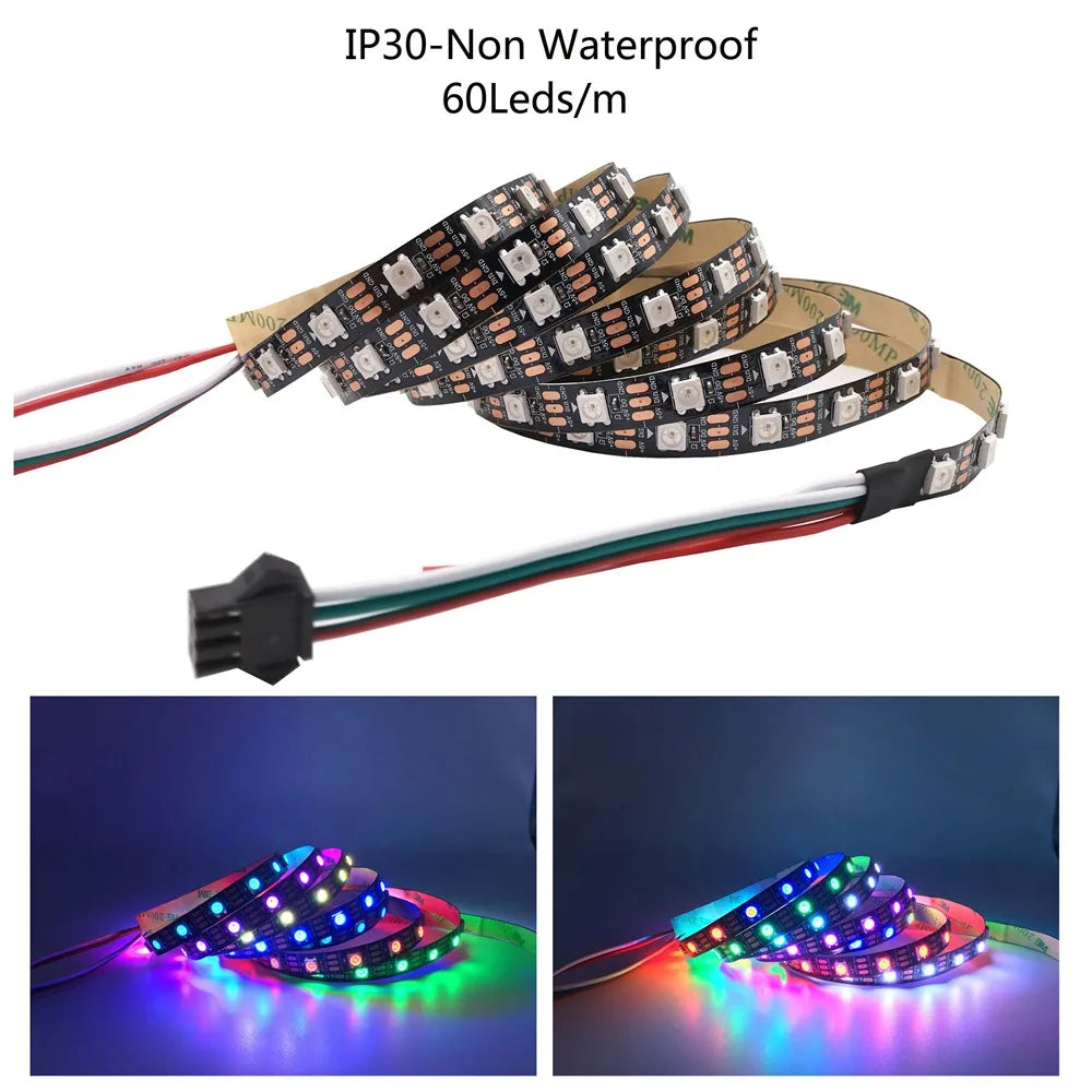 WS2812B USB LED Strip RGB Addressable Pixel Tape 14Keys Remote Controller For TV Back Under Cabinet Lamp DC5V 1m/2m/3m/4m/5m