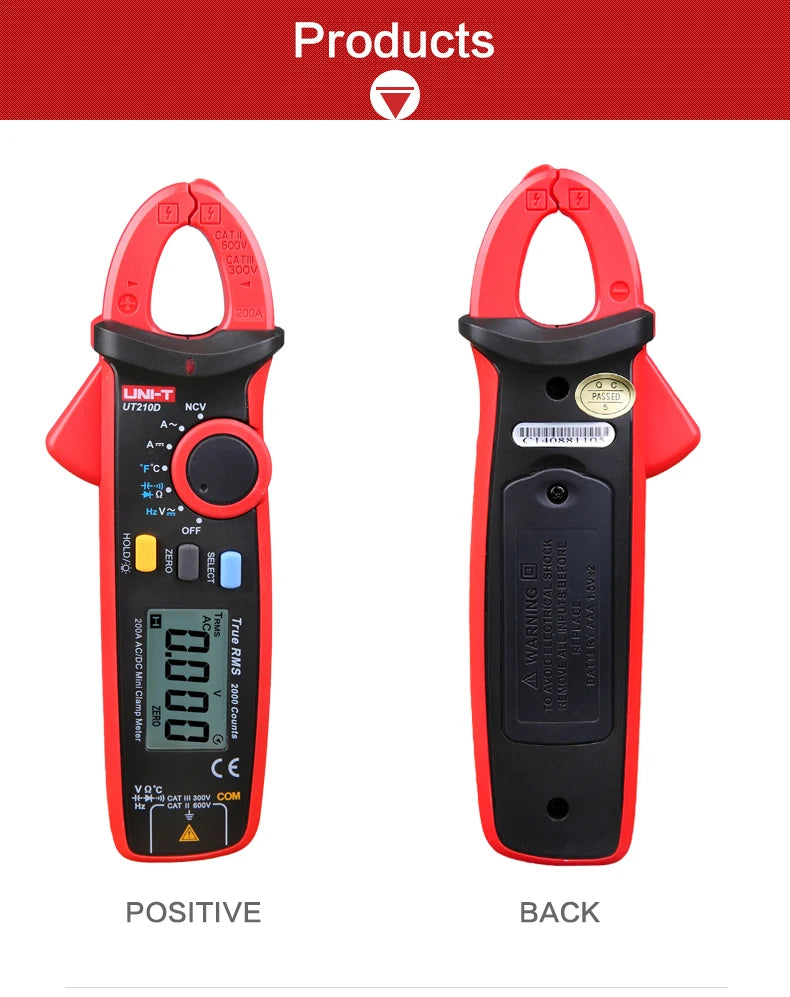 UNI-T Clamp Meter Digital UT210E UT210D AC Current Mini Clamp Multimeter True RMS Pliers Ammeter UT210C Auto Range