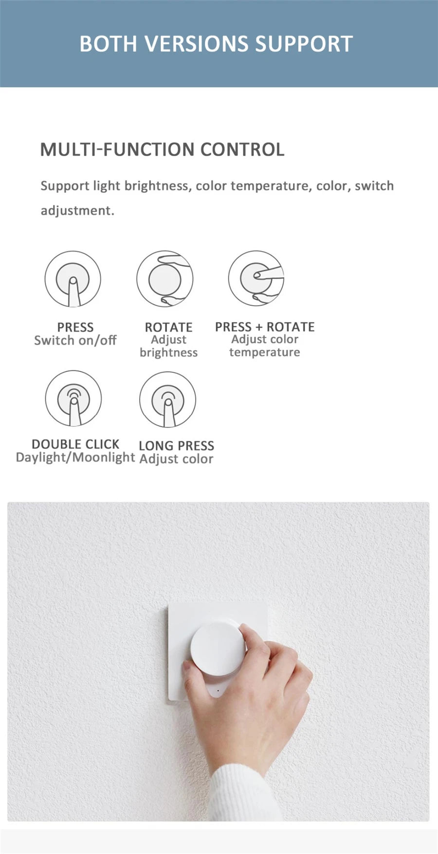 Yeelight Smart Wireless Dimmer Switch Bluetooth connected smart dimming controller is suitable For Yeelight Light Mi Home App