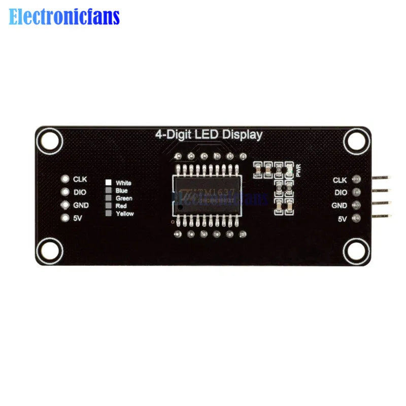 0.56 inch 4-Digit 7 Segments Digital Tube Clock Module Double Dots Blue Yellow White Green Red LED Display TM1637 For Arduino