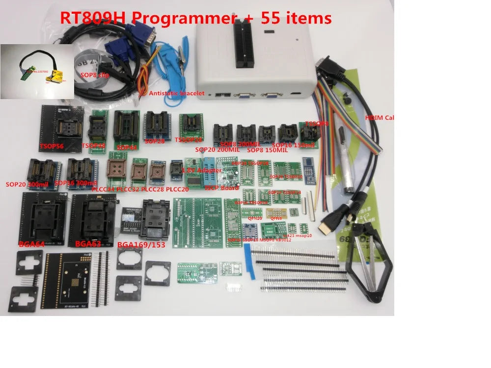 100% Original RT809H RT809HSE EMMC-Nand FLASH Programmer  with BGA48 BGA63 BGA64 BGA169 Adapter RT809H EMMC Nand Flash TSOP48