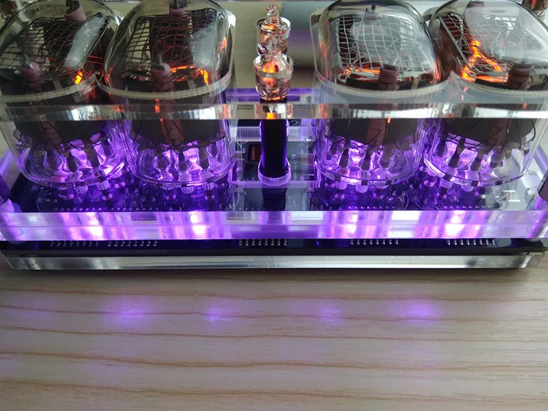 GHXAMP IN-12 Glow Tube 4-digit Clock Colorful LED Backlight DS3231 Nixie Clock IN-12B DC5V USB Electronic DIY