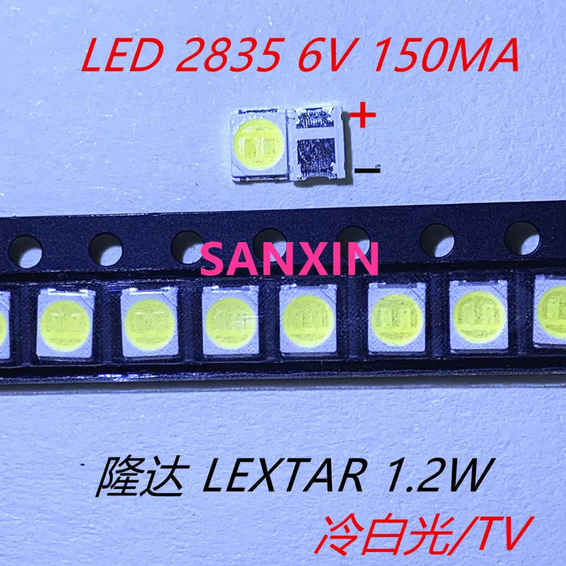 500PCS Original LEXTAR 2835 3528 1210 6V 2W SMD LED For Repair TV Backlight Cold white LCD Backlight LED