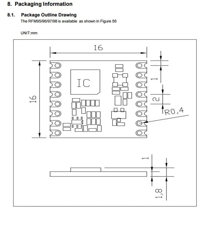 RFM95 RFM96 433/868/915MHz LoRa Module SX1276 Wireless Transceiver Module Sub-GHz Module Lora TRX Module