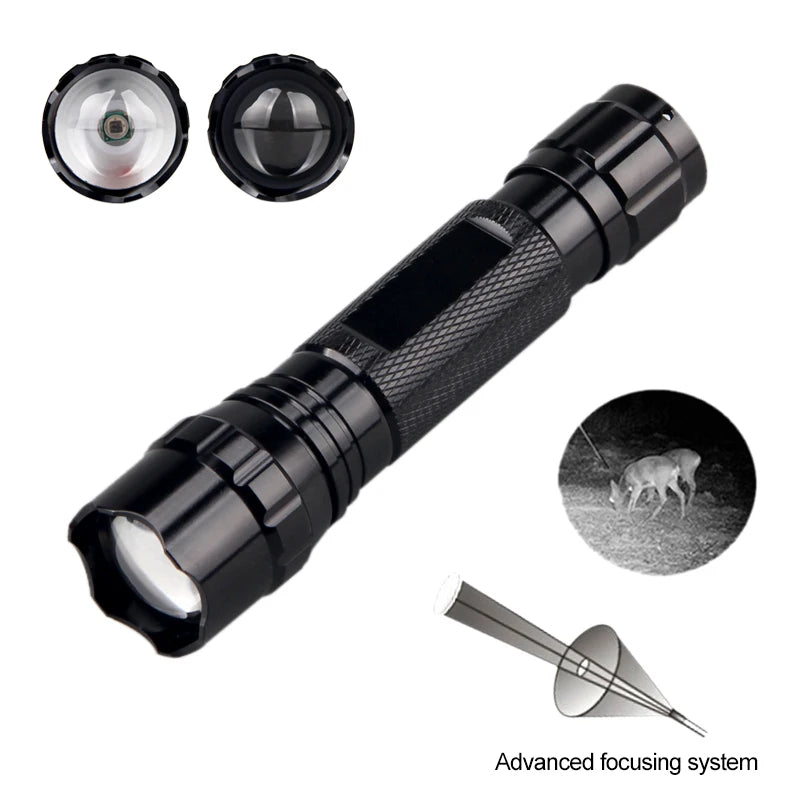 Infrared Night Vision Flashlight Zoomable LED IR-940nm Torch used with Night Vision Device 18650 Battery+Charge+Remote Switch