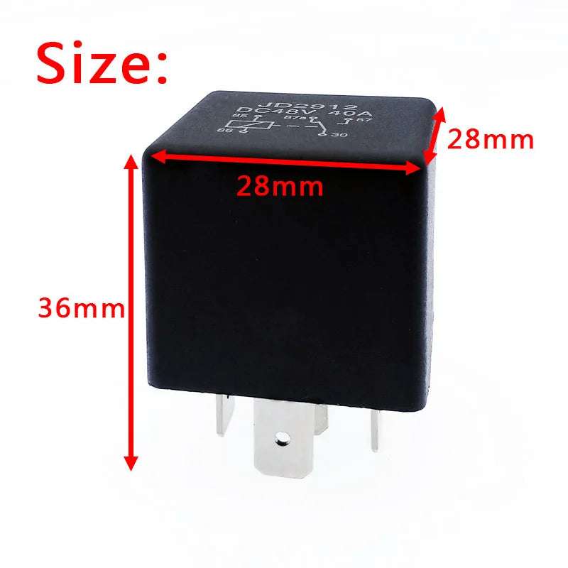 JD2912 4Pin 5Pin 40A Auto Car Relay DC 12V 24V 36V 48V 72V with Mounting Hole Coil Power 1.8W Automobile Control Device