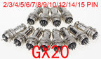 1set GX20 2/3/4/5/6/7/8/9/10/12/14/15 Pin Male + Female 20mm Circular Wire Panel Aviation Connector Socket Plug with Cap Lid