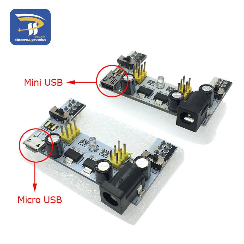 MB102 Mini Micro USB Interface Breadboard Power Supply Module MB-102 Module For Arduino DIY Kit White DC 7-12V 2 Channel Board