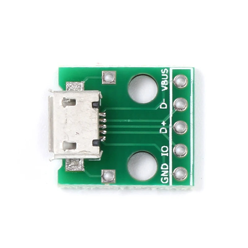 10pcs/5pcs Mini Micro USB to DIP 2.54mm Adapter Connector Module Board Panel Female 5Pin Pinboard 2.54mm Micro USB PCB Type Part