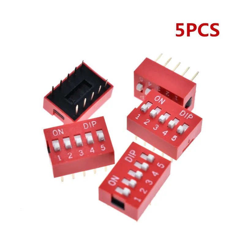 Dip Switch Kit In Box 1 2 3 4 5 6 7 8 10 Way 2.54mm Toggle Switch Red Snap Switches Mixed Kit Each 5PCS Combination Set