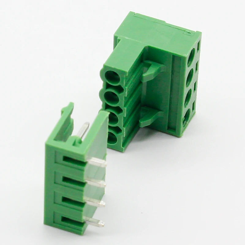Free shipping 10 sets ht5.08 4pin Right angle Terminal plug type 300V 10A 5.08mm pitch connector pcb screw terminal block