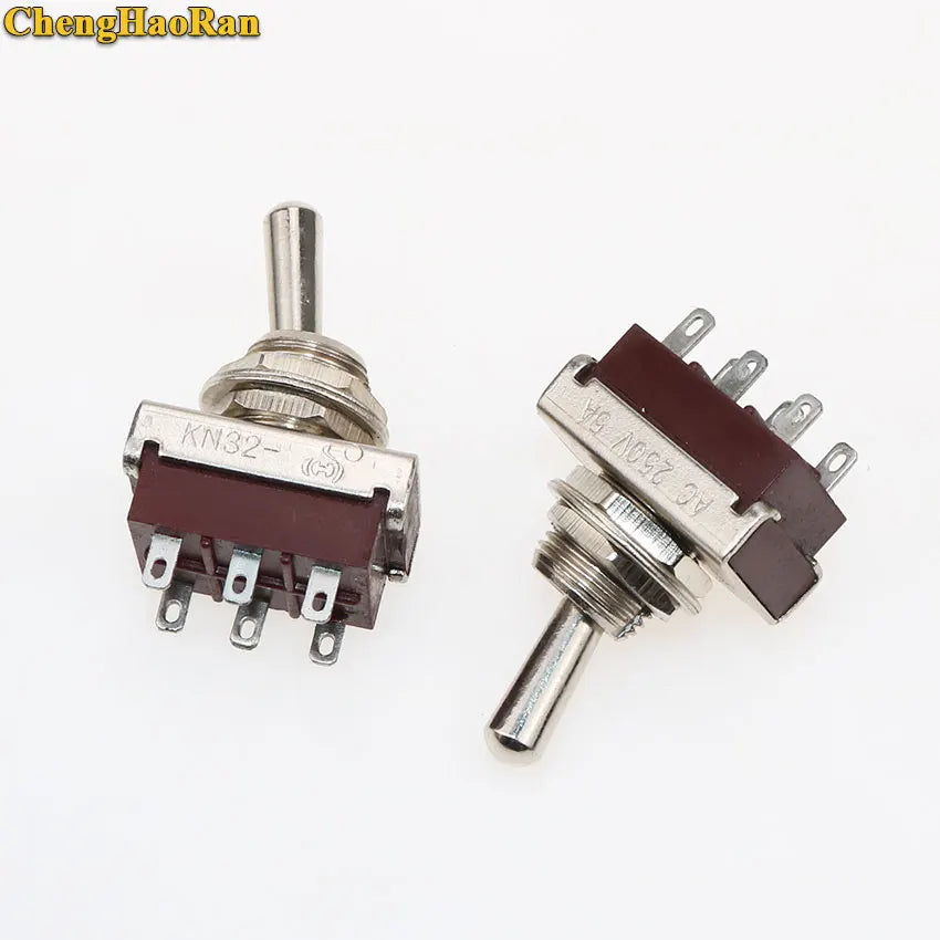 ChengHaoRan 1pcs KN32 Toggle Switch and Rocker Switch ON-ON 6 Pin 2 Way DPDT 5A AC 250V