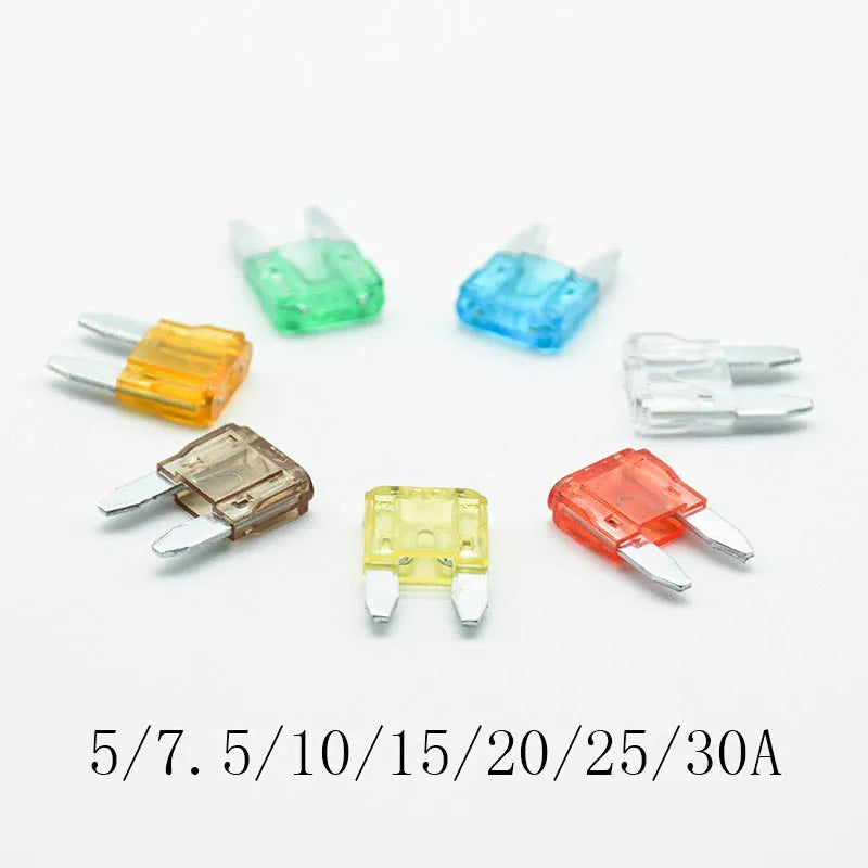 20pcs  5A 7.5A 10A 15A 20A 25 30A AMP Set For Auto Car Truck  Safety fuse Mini Blade Fuse Zinc Alloy and Plastic Material