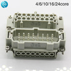 HDC-HE Heavy Duty Connector 4/6/10/16/24 Core Pin  Male Core and Female Core Connector 16A500v Aviation WaterprooPlug  Connector