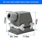 Rectangular Heavy Duty Connector HDC-HE4 6 10 16 20 24 32 48 Core Pin 16A Waterproof Aviation Plug  Top  And Side Line Connector