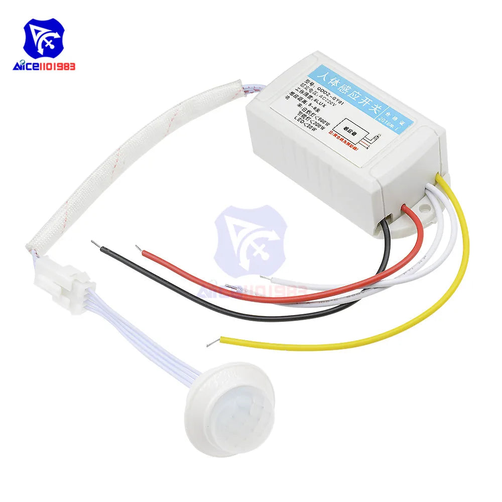 diymore 220V Human Body Motion Infrared Sensor Switch IR Switch Intelligent Light Lamps Controller 6 Lux