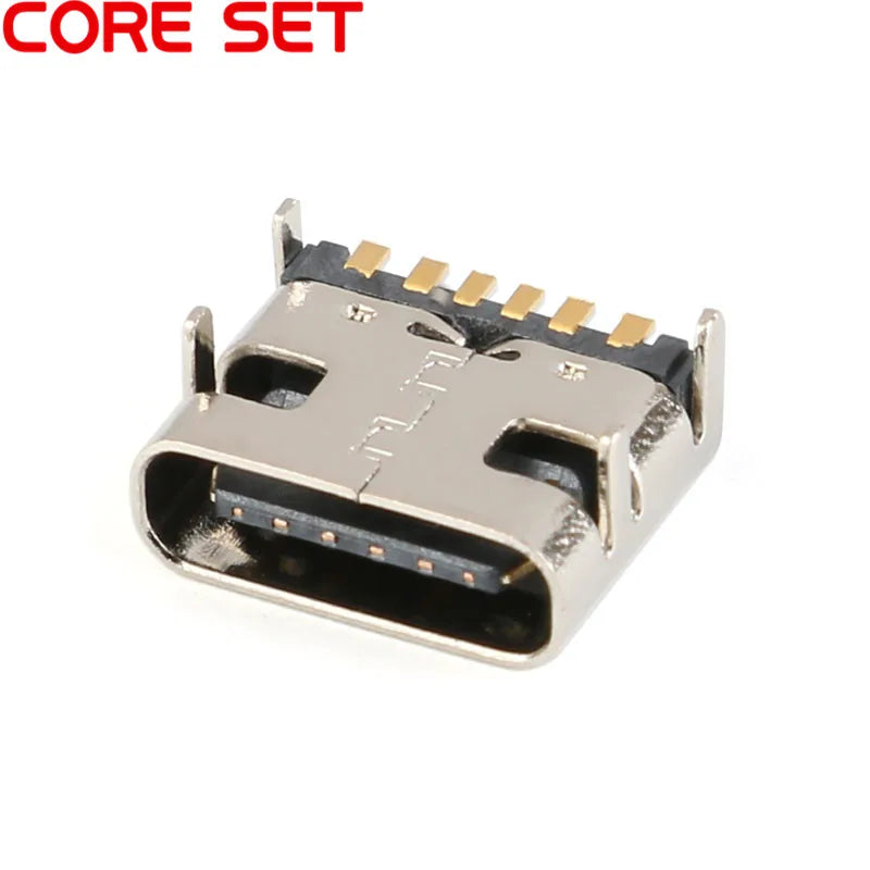 10pcs/lot 6 Pin SMT Socket Connector Micro USB Type C 3.1 Female Placement SMD DIP For PCB design DIY high current charging