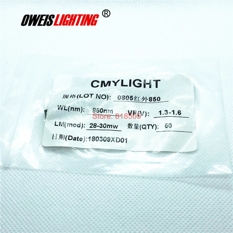 20PCS 0805 850NM (28-30mW) / 940NM (18-20mW) SMD LED Infrared Diodes 1.3-1.5v 20ma 2.0*1.2mm