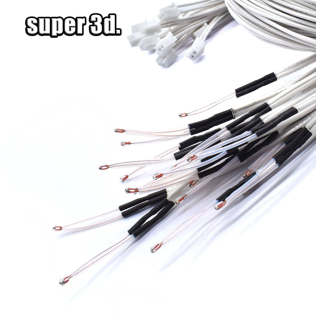 3D Printer Parts Thermistor NTC Temperature Sensor 3950 1% Line 100&150cm 100K with XH2.54 White Terminal 2P Connector Terminal