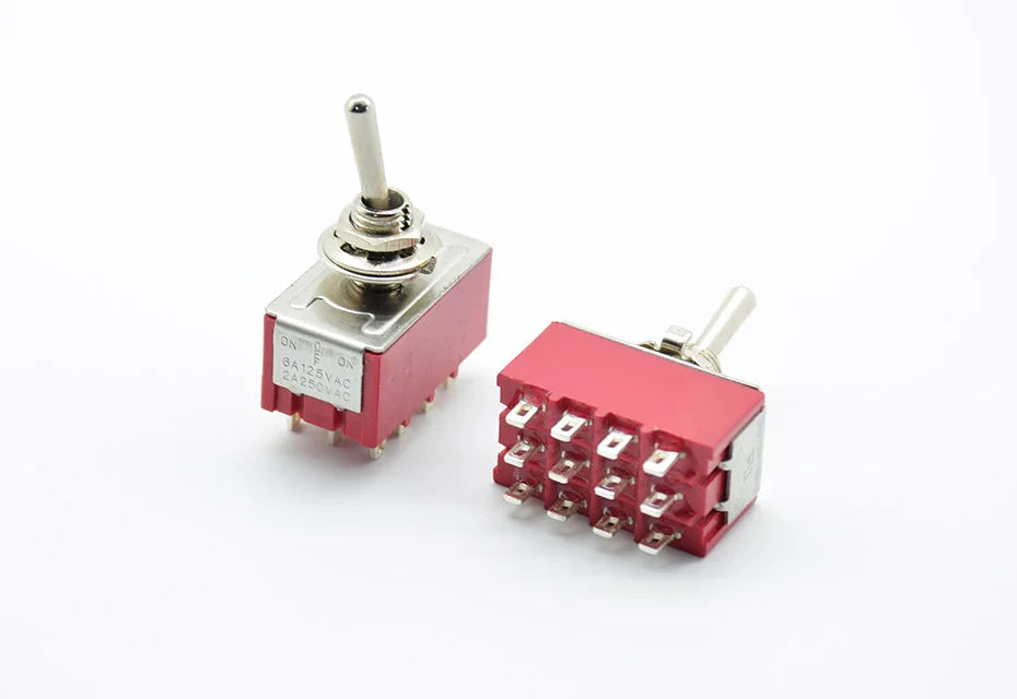 1 PC NEW Red 12 Pins ON-OFF-ON/ON ON 3/2 Position Mini Toggle Switch AC 6A/125V 2A/250V With Solder Terminal waterproof