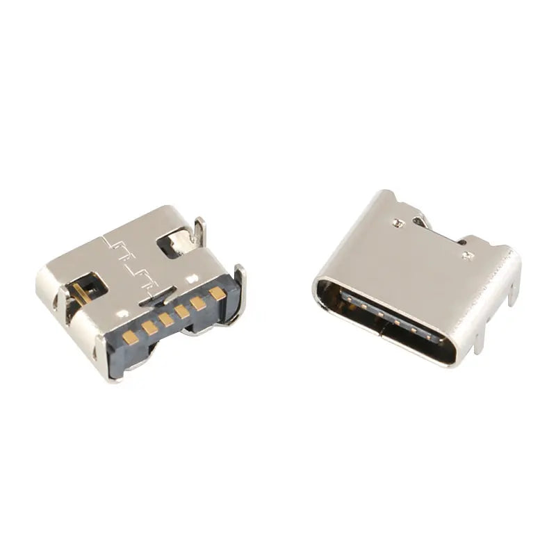 10pcs/lot 6 Pin SMT Socket Connector Micro USB Type C 3.1 Female Placement SMD DIP For PCB design DIY high current charging