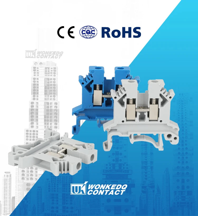 10Pcs UK 2.5 Terminal Block UK2.5B Screw Connection Connect Strip 2.5B 2.5mm² Cable Electrical Din Rail Wire Connector