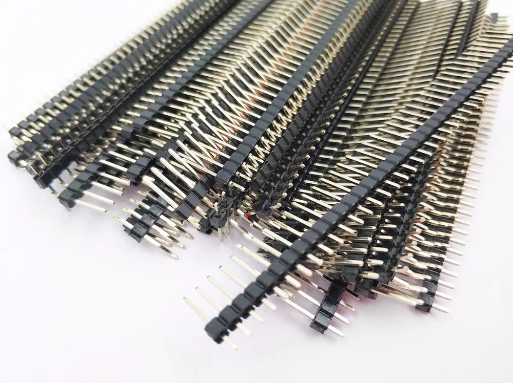 10pcs 2.54mm 1X40P L7.5/11.4-40mm Long Single Row Straight Stackable Wire Jumper Brass Goldplated PCB Connector Male Pin Header