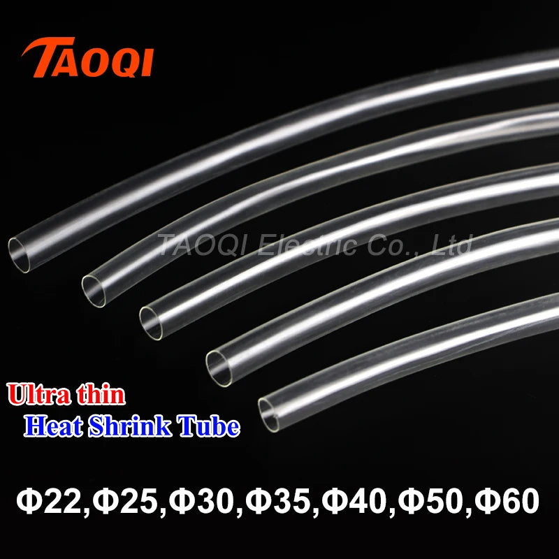 1Meter 2:1 Clear Heat Shrink Tube Transparent 22mm 25mm 30mm 35mm 40mm 50mm 60mm Heatshrink Tubing Shrink Wrap Cable Wire Kit