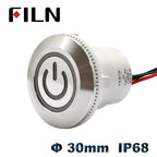 30mm waterproof IP68 metal push button switch 12V 24V 220V led illuminated momentary latching switch on off push button wire