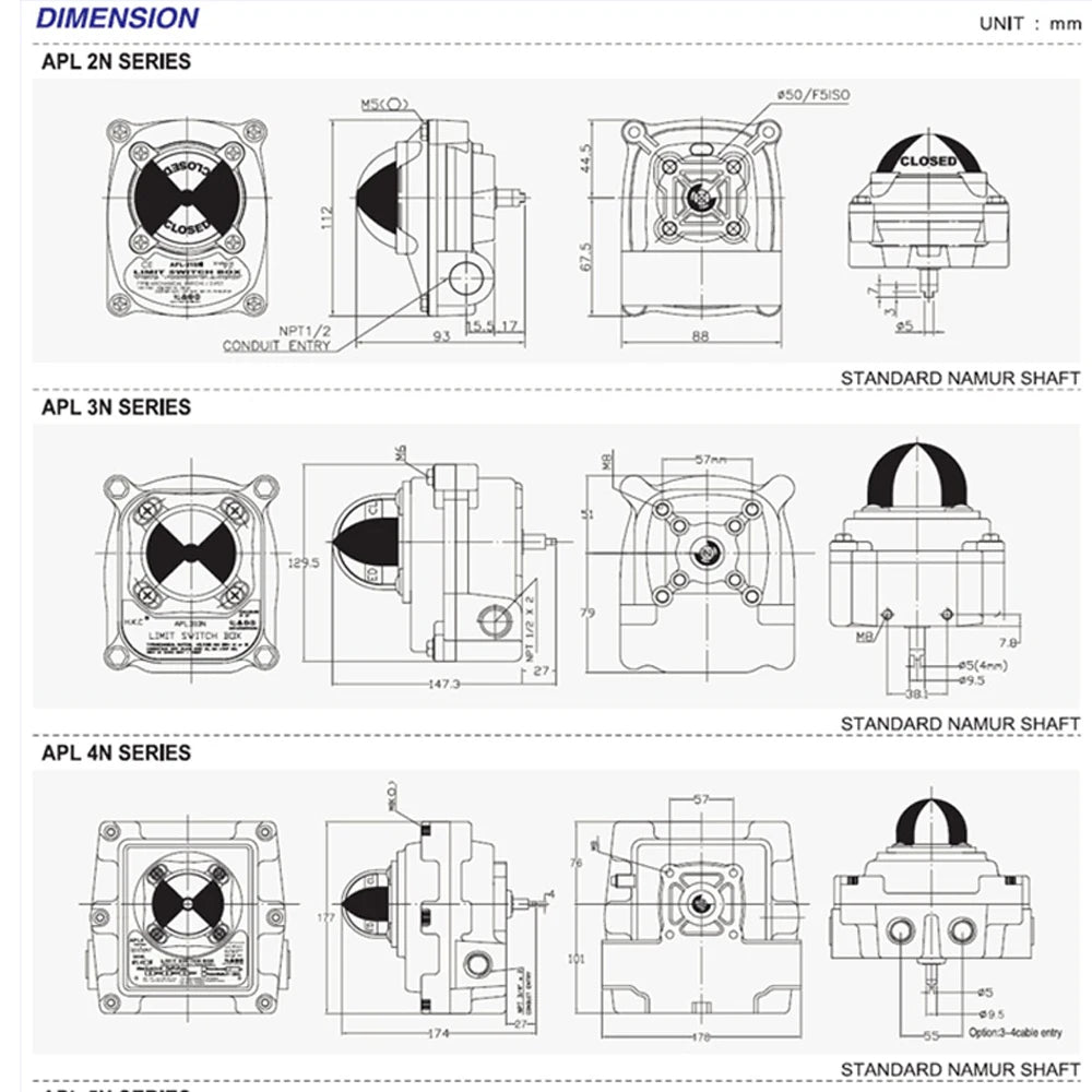 APL-210N IP67 2SPDT Enclosure Mechanical Micro Limit Switch Valve Position Indicator 125V/5A 250V/3A for Pneumatic Actuator