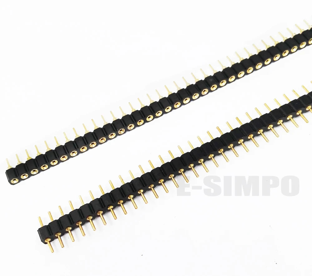 10Pcs 2.54mm Hole Female Header Round Pin Heade Straight Single/Double Row Optional 1x40P 2x40P PH3mm Single Row Gold-plated