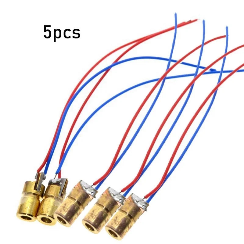 5pcs Laser Diode 650nm 6mm 3/5V 5 Million Watt Adjustable Laser Dot Module Red Copper Head Laser Woodworking Tools
