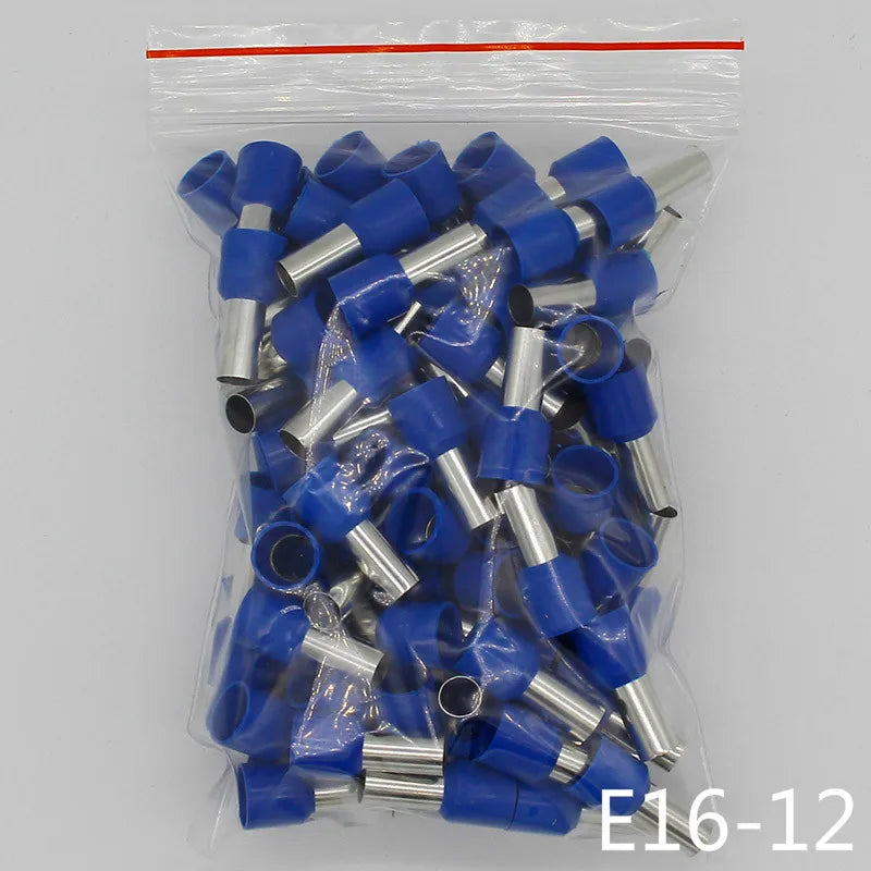 E16-12 Tube Insulating Insulated Terminals 16MM2 Cable Wire Connector Insulating Crimp Terminal 100PCS/Pack Connector E-