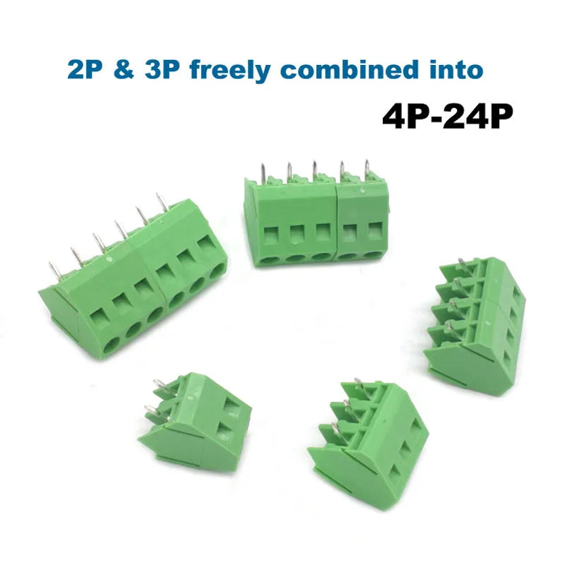 5/10Pcs Pitch 5.0mm 2P 3P Screw PCB Terminal Block Connector Straight Pin WJ103 Wire Cable Morsettiera 300V 15A 2.5mm2