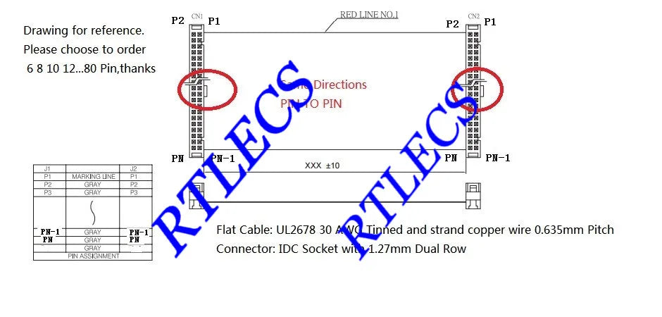 1Pcs 1.27 MM Pitch 6 8 10 12 14 16 20 24 26 30 34 40 44 50 60 80 Pin JTAG ISP DOWNLOAD Flat Ribbon Data Cable 30cm Length
