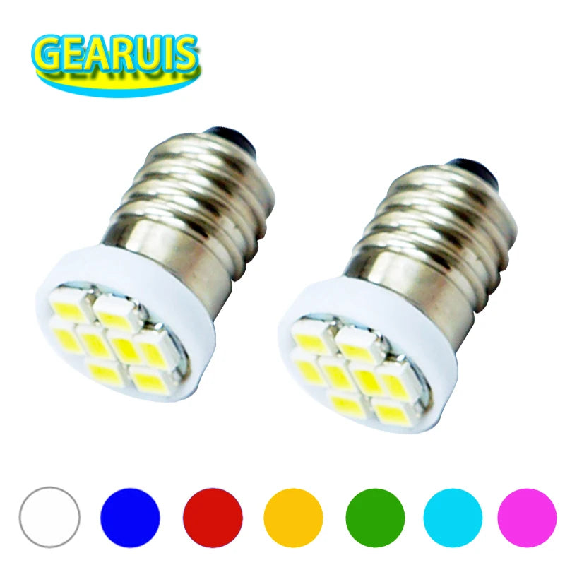 100X Free Shipping Xenon white blue red yellow green E10 8 SMD 1206 LED 8SMD 3020 DC 12V Screw Led Bulb Lamp Light