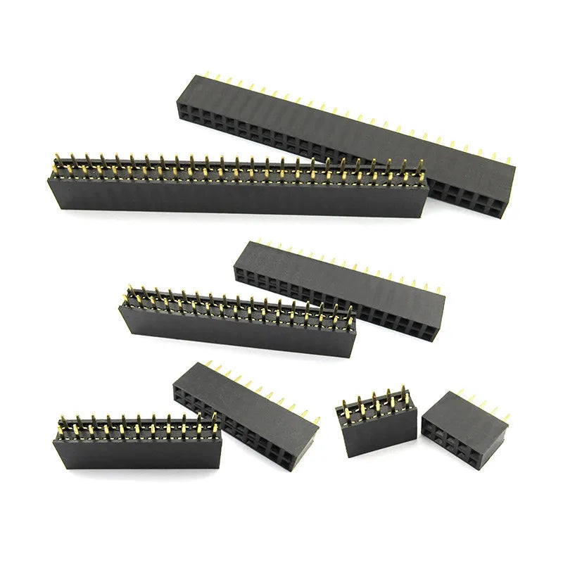 10Pcs 2.54mm Straight Dual 2X2/3/4/5/6/7/8/9/10/11/12/18/20/24/25/30/40P PH8.5mm Double Row Gold Rohs PCB Female Header Socket
