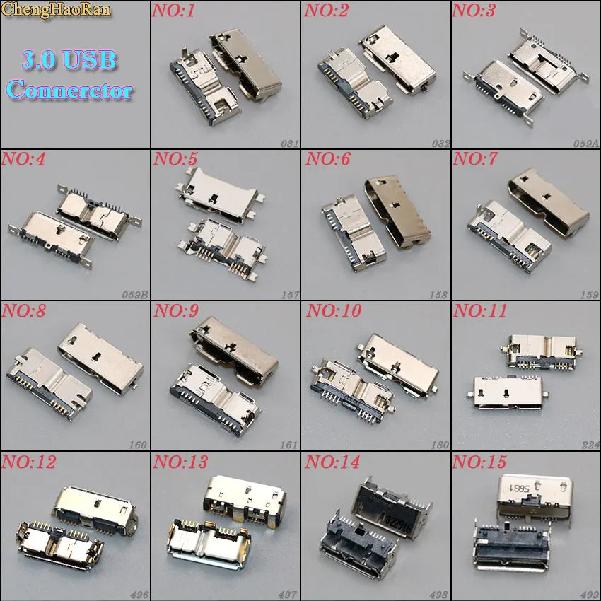 ChengHaoRan 1pcs Micro USB 3.0 Jack 10pin Female Sockect Tail Charging Port Mobile Hard Disk Interface Micro Connector