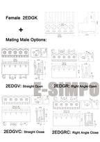 100pcs 2EDGR 5.08mm 2EDGV 2/3/4/5/10P Vertical/Right Angle Male Pin Wafer Only Phoenix Contact Connector PlugIn Terminal Block