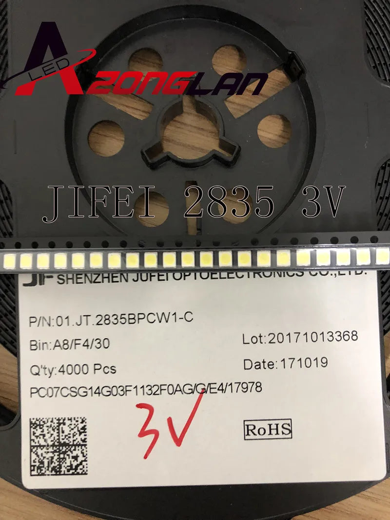 FOR 1000PCS JUFEI LED Backlight 1210 3528 2835 1W 3V 84LM Cool white LCD Backlight for TV TV Application 01.JT.2835BPW1-C