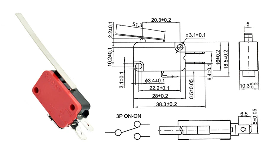 YIDI 16A 250VAC SPDT Momentary Travel Limit Micro Switch 1NO1NC 3pin Lever Roller V-15 V-151 V-152 V-153 V-154 V-155 Microswitch