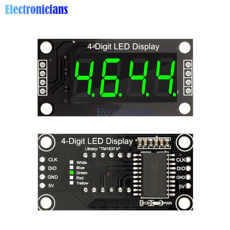 0.36 Inch 0.36" 4/6-Digit Red/Green/Yellow/Blue/White LED Digital Display Tube Decimal 7 Segments TM1637 Module For Arduino